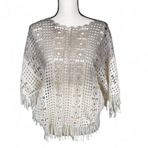House of Harlow 1960 Crochet Fringe poncho Top